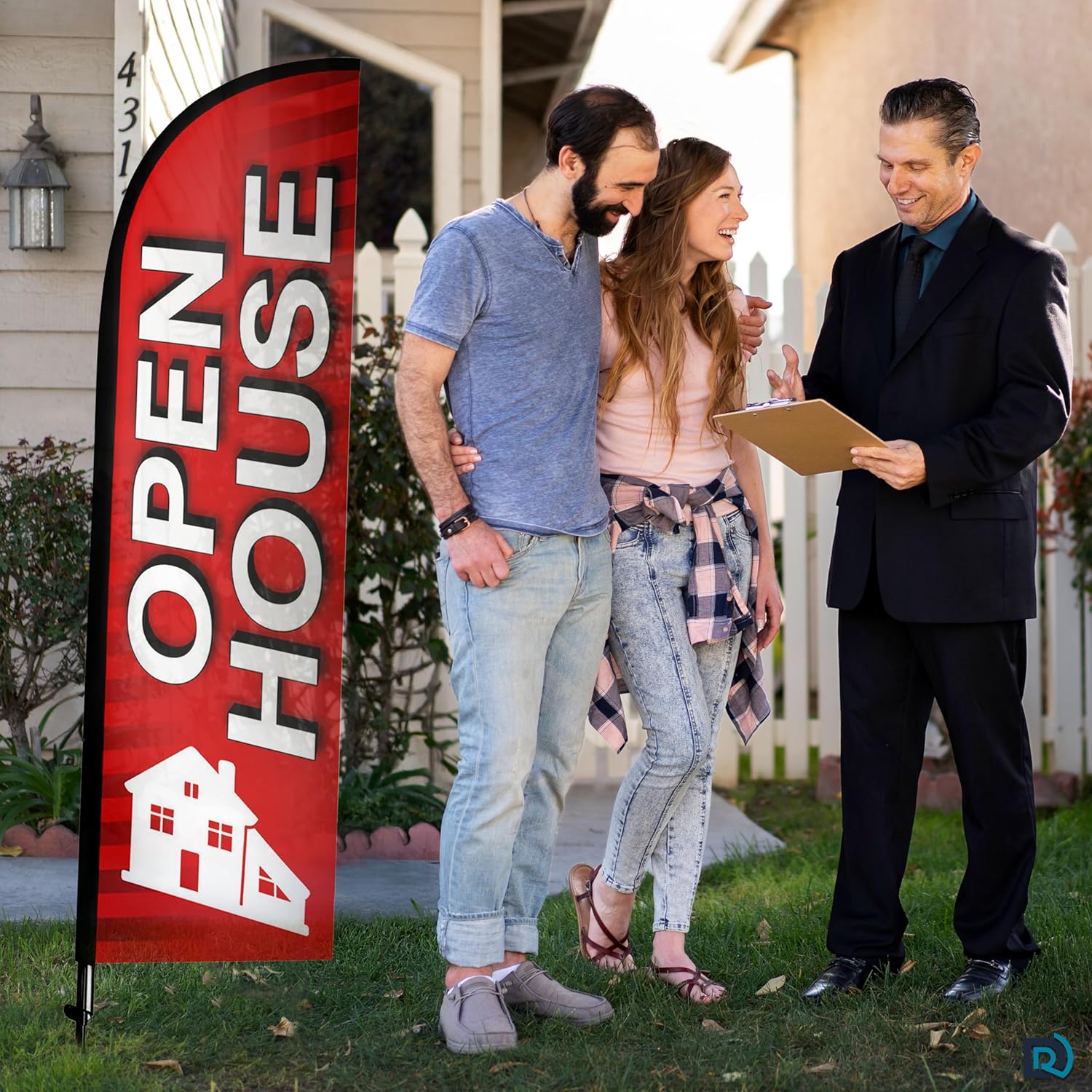 Open House Flag for Real Estate 8 ft, Outdoor Feather Flag Pole Kit with Ground Stake & Carry Bag, Single-Sided Real Estate Agent Open House Banner, Open House Signs for Realtors - Image 6