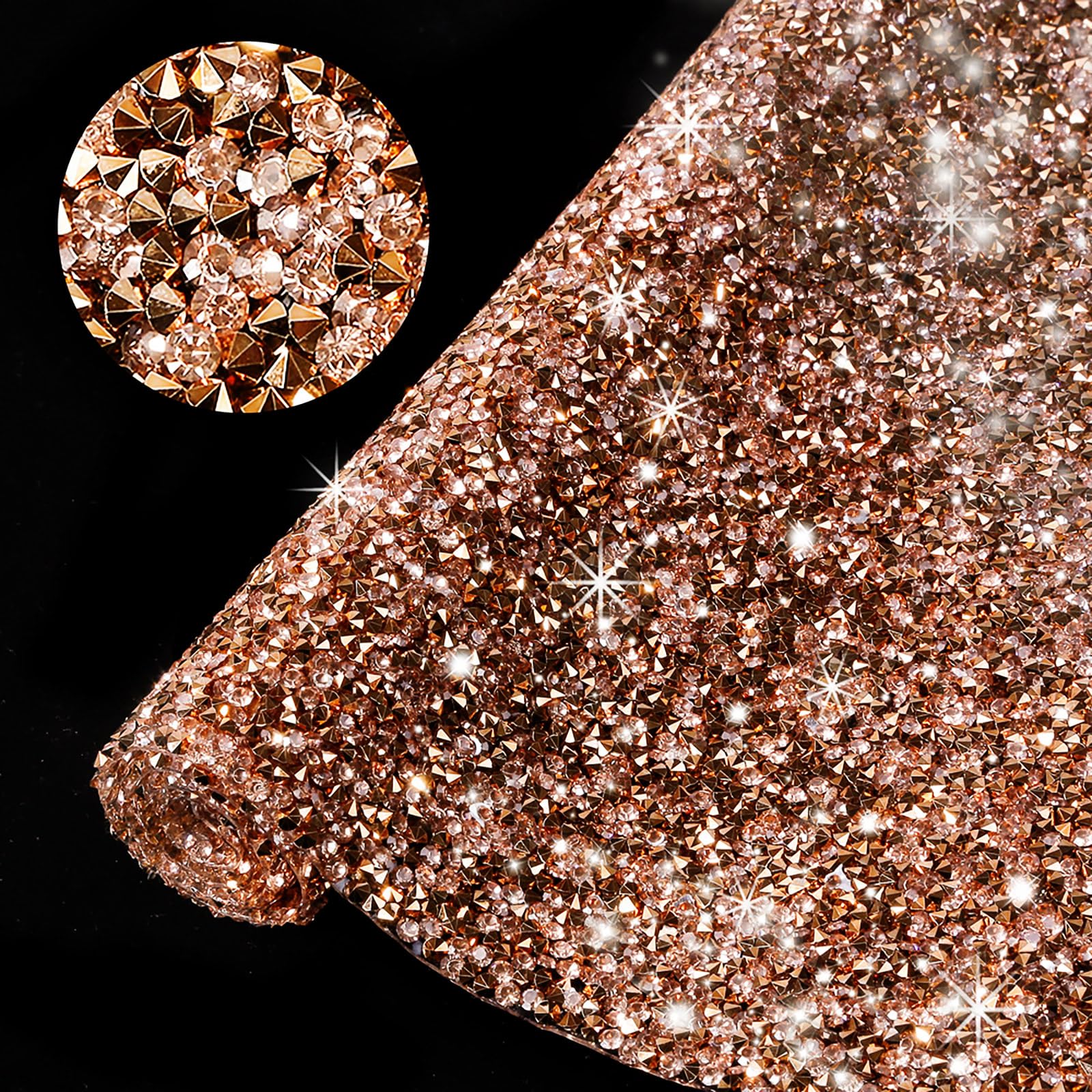 IRIVER BLANK Bling Rhinestone Stickers for DIY Home Decor - Self-Adhesive Crystal Sheet Stickers for Cars, Gifts, Weddings, Anniversaries, and Birthday Parties (Champagne Golden,SS12)