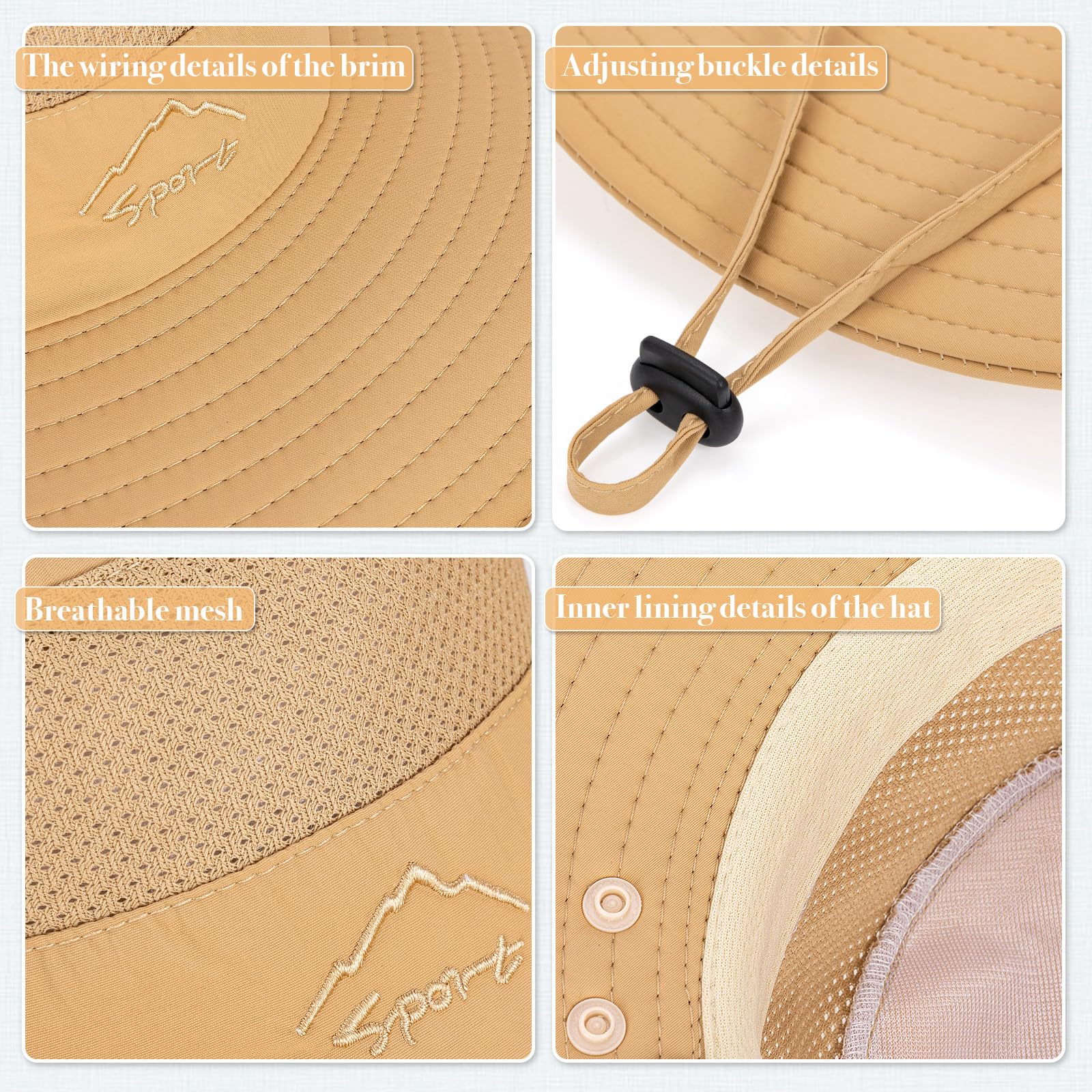 TAGVO Sombreros de Pesca para Hombre Mujer con Cubierta de Cuello Desmontable, Gorros de Pescador con Protección UPF 50+, Sombreros y Gorras de Sol Plegables para Cámping Excursionismo Caminando — view 5