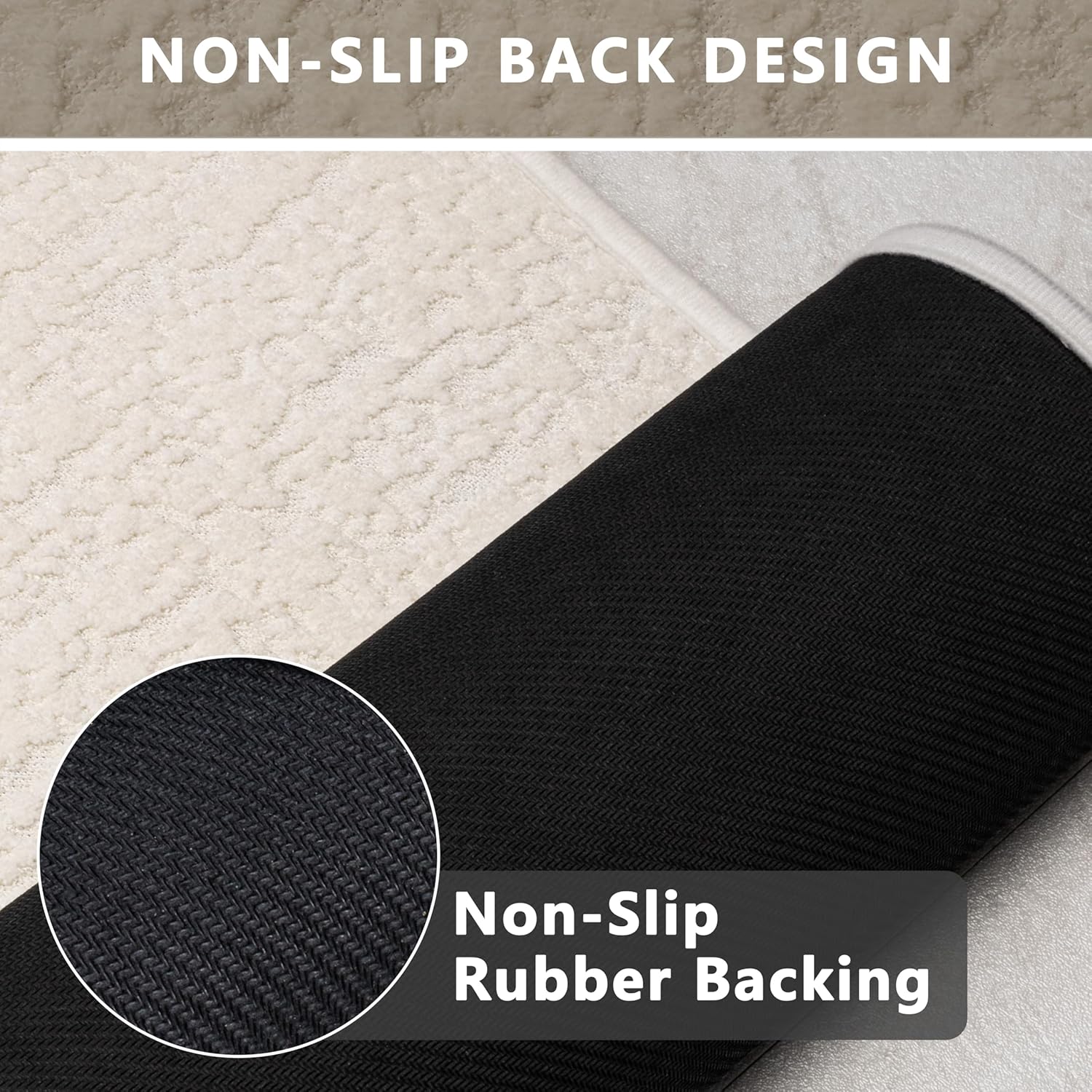 Ultra Thin Door Mat Low Pile Washable Cream Thin Bathroom Rugs Fit Under Door Small Quick Dry Bath Mats Non Slip Shower Rug, 17" × 24" - Image 4