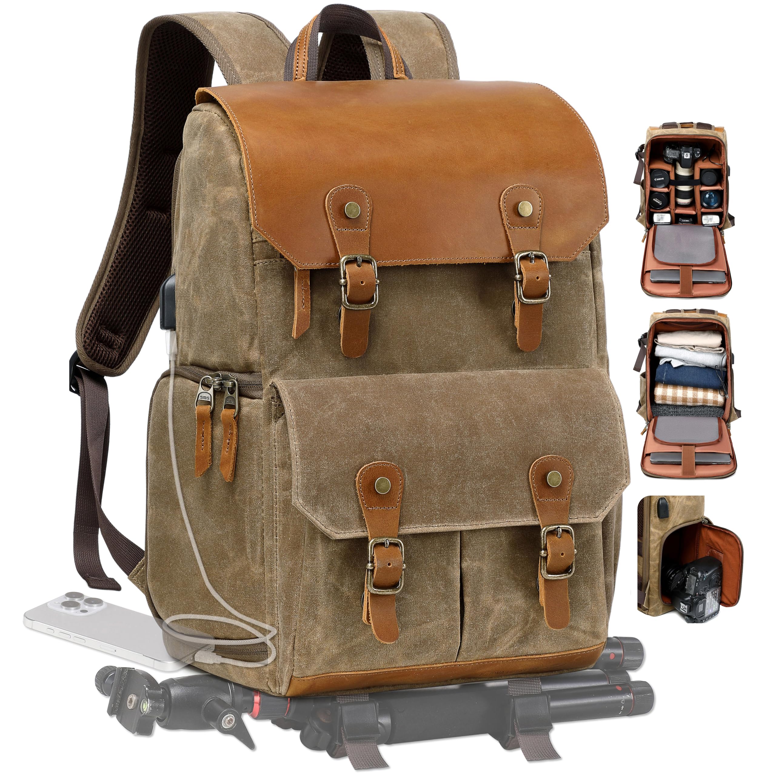 padwa lifestyle Camera Backpack - Professional DSLR & UAV Camera Bag,Anti Theft Canvas Camera Backpack with Rain Cover-picture-56