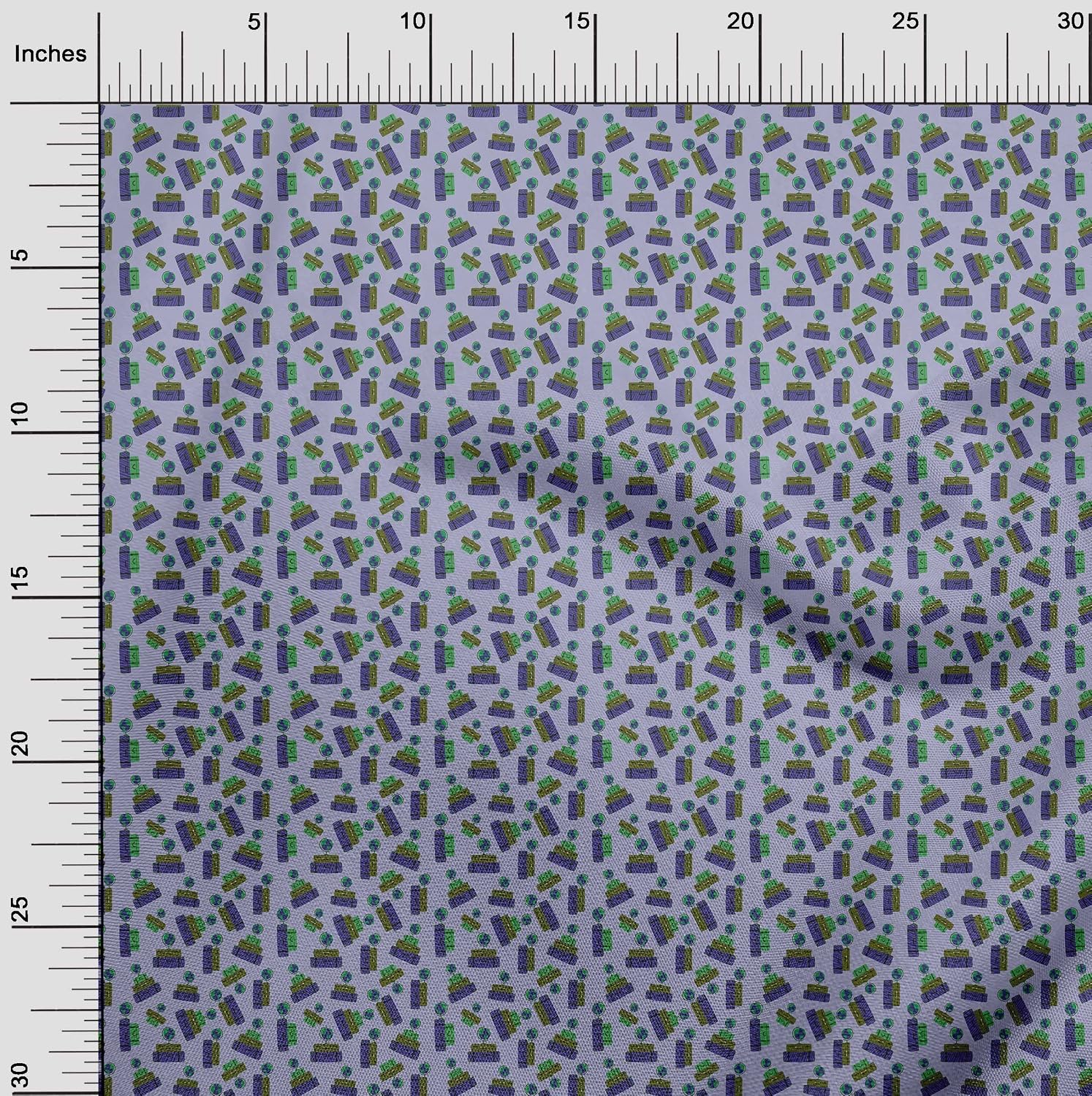 oneOone Cotton Cambric Medium Blue Fabric Travel Craft Projects Decor Fabric Printed by The Yard 42 Inch Wide
