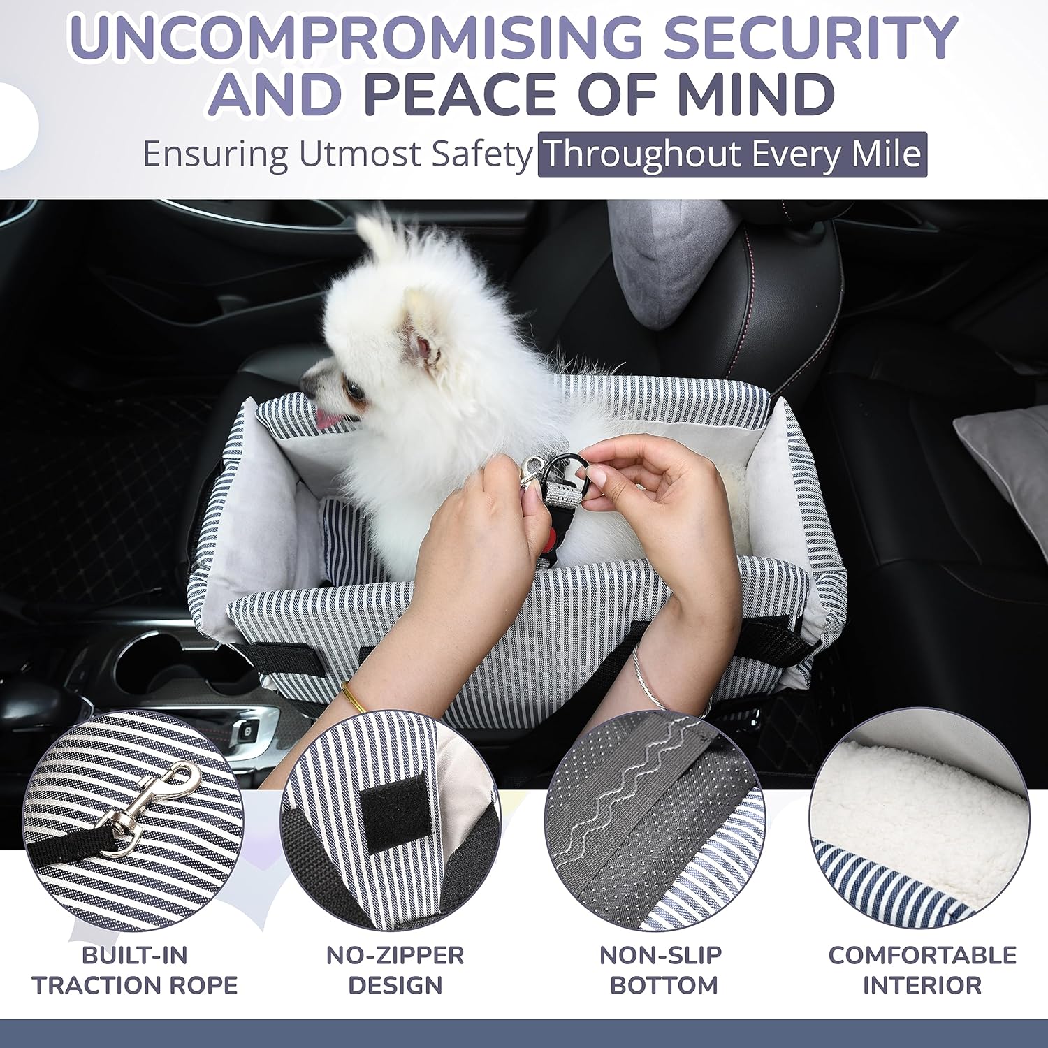 Dog car seat for Small Pets Center Console armrest Booster seat.
