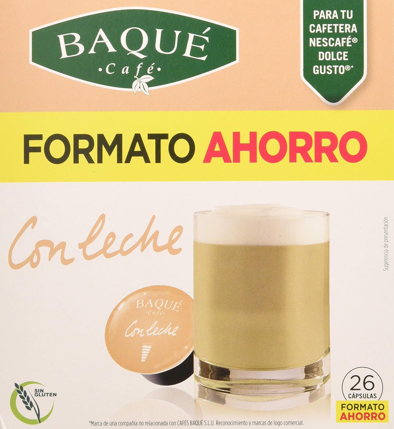 Cafés Baqué 26 Capsulas Compatibles Dolce Gusto Con Leche 260 g :  Amazon.es: Alimentación y bebidas