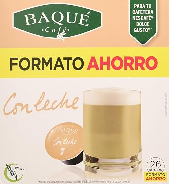Cafés Baqué 26 Capsulas Compatibles Dolce Gusto Con Leche 260 g :  Amazon.es: Alimentación y bebidas