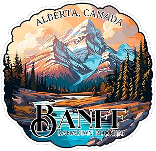 Banff Canadian Rockies Alberta Canada Sticker 4 Inch City Travel Souvenir - Waterproof Vinyl Decal for Laptop Water Bottle Car Tumbler - Durable Aesthetic Long-Lasting Stickers for Adults ID44990