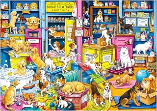 1000 Piece Puzzle for Adults, XURLEQ Busy Puppy Happy Haven Dog Daycare Pet Shop Puzzle, Fun and Challenging Jigsaw Puzzles, Funny Animal Puzzle for Family Game Night, for Dog Lovers