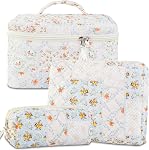 GISMTR 3PCS Sac de maquillage, Sac de toilette pour femmes, Grand sac de maquillage esthétique, Coquette Maquillage Sac de bain pour femmes