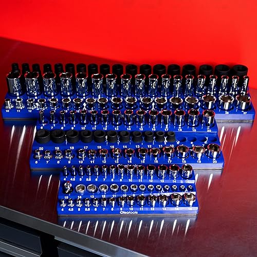 Miniatura 7 de Olsa Tools Organizador magnético de enchufes (unidad de 12 pulgada, 3 filas) - Organizador magnético de herramientas y soporte de enchufes -