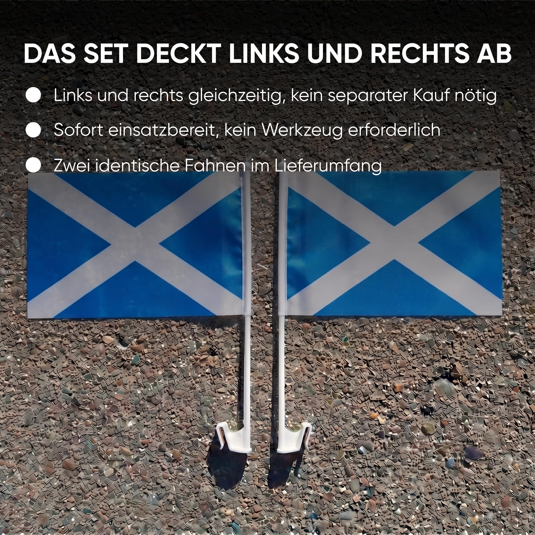 2er Set Auto Fahne Schottland - Autofahnen Schottische Flagge 30 x 45 cm, Fußball Fanartikel, WM & EM, Länderflagge Schottland