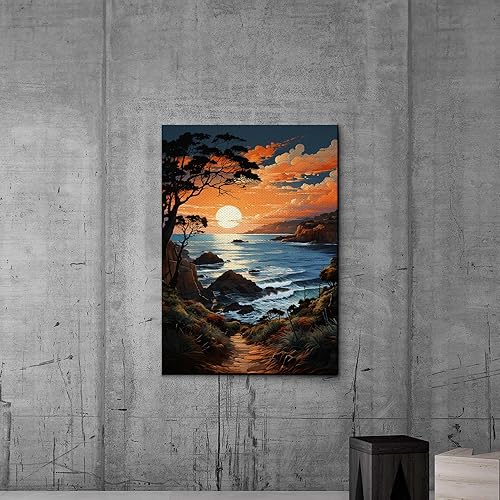 Blue Hill Country Sunset, Texas Lake River Travel Poster, Nature Forest Wall Art, Southwestern Decor, Vintage Austin, Wall Art, Home Decor