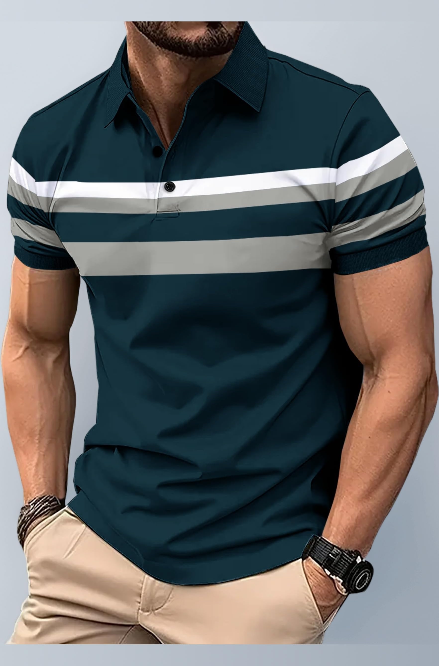 Noble Monk Mens Pure Cotton Loose Half Sleeve Polo T-Shirt | Collar Tshirt |Casual T-Shirt