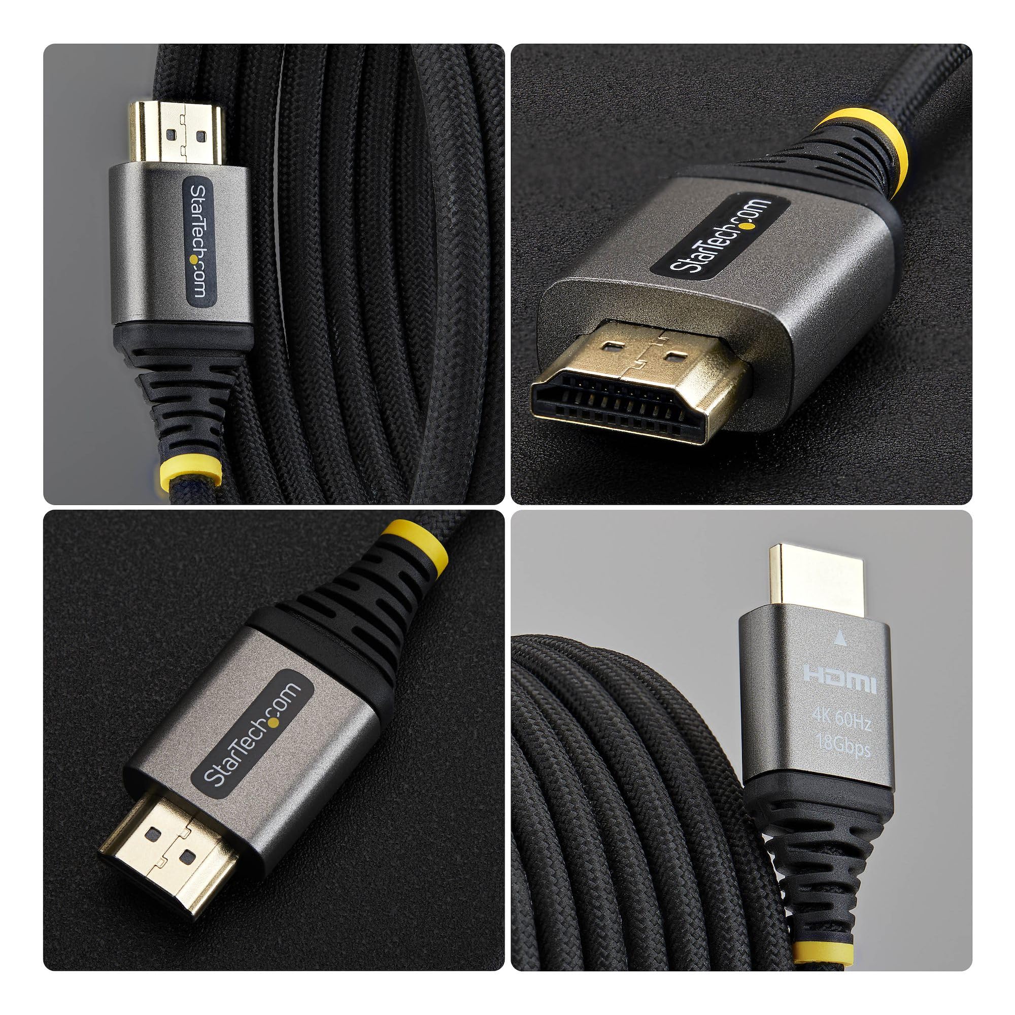 StarTech - Cable HDMI de alta velocidad certificado de alta velocidad, ultra flexible, 4K 60Hz/1440p 144Hz con HDR10/ARC, 18Gbps, cable HDMI trenzado de alta flexibilidad