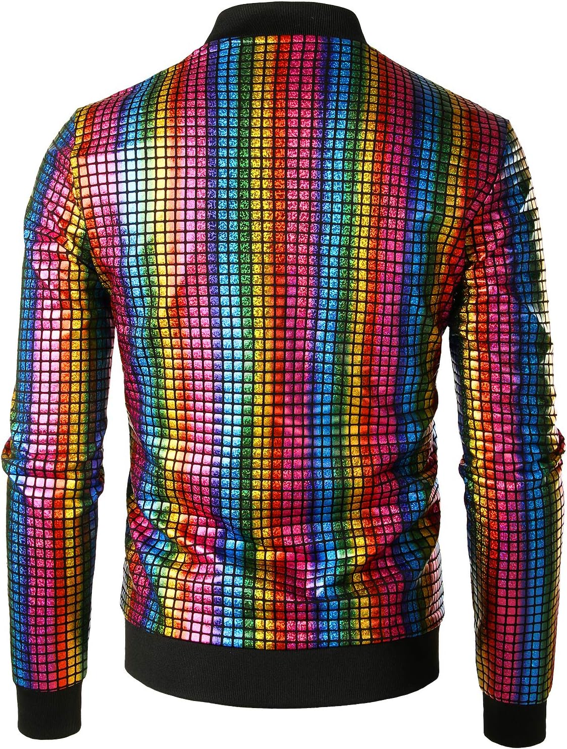 JOGAL Men's Metallic Silver Jacket Gold 70's Disco Costume - Image 4