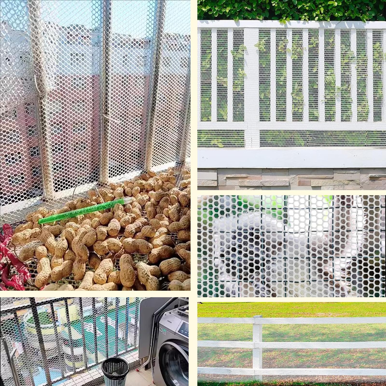 Rouleau de grillage en plastique pour volaille, jardin, balcon, clôture pour volaille, chiens, lapins, barrière pour animaux, fleurs, serpents et jardinage (noir, 40 cm x 6 m)