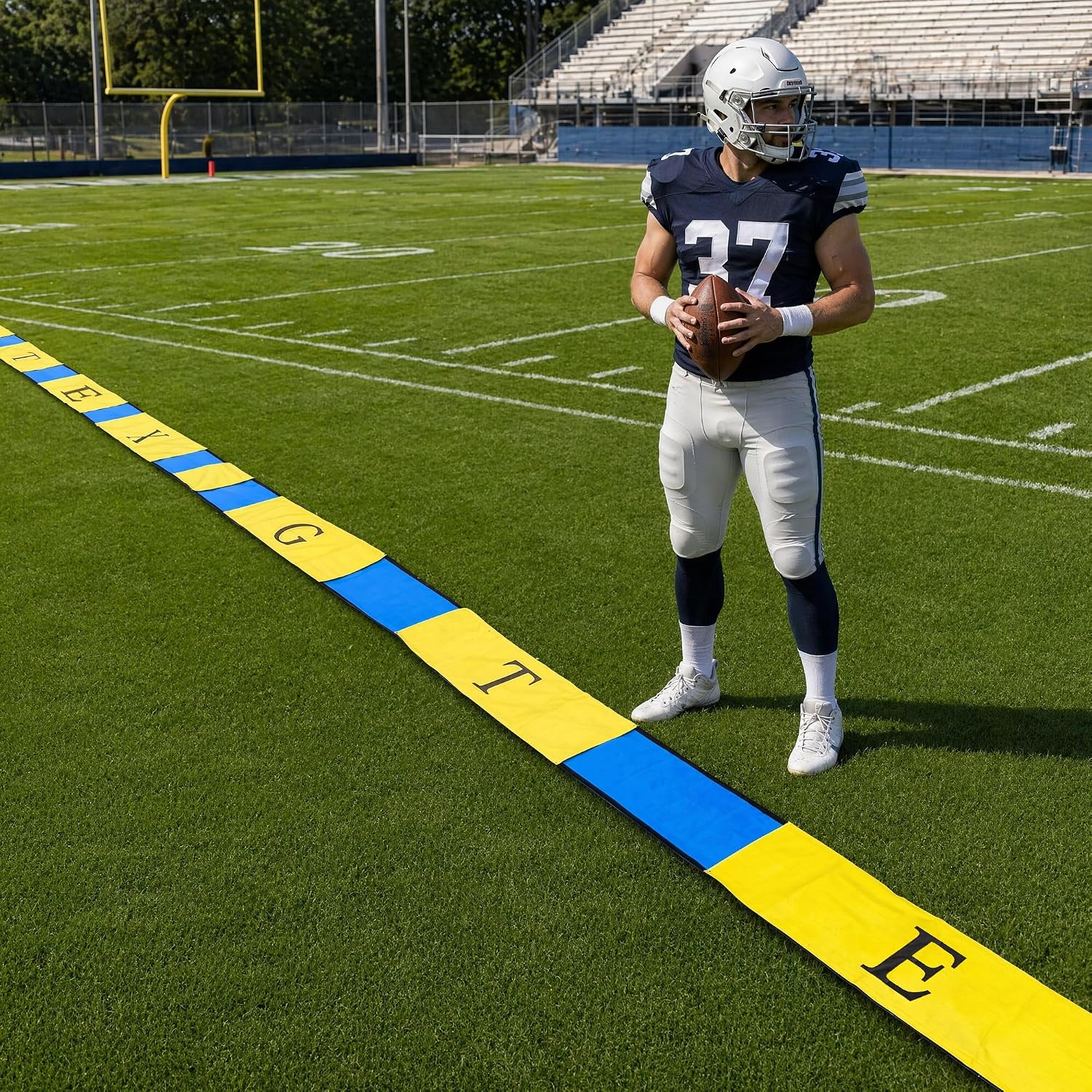 Football Field Markers Football Adjustable Linemen Splits Marker | Football Yard Markers for Football Training Equipment Waterproof PE with 8 Removable Position Blocks & 4 Countedrweight
