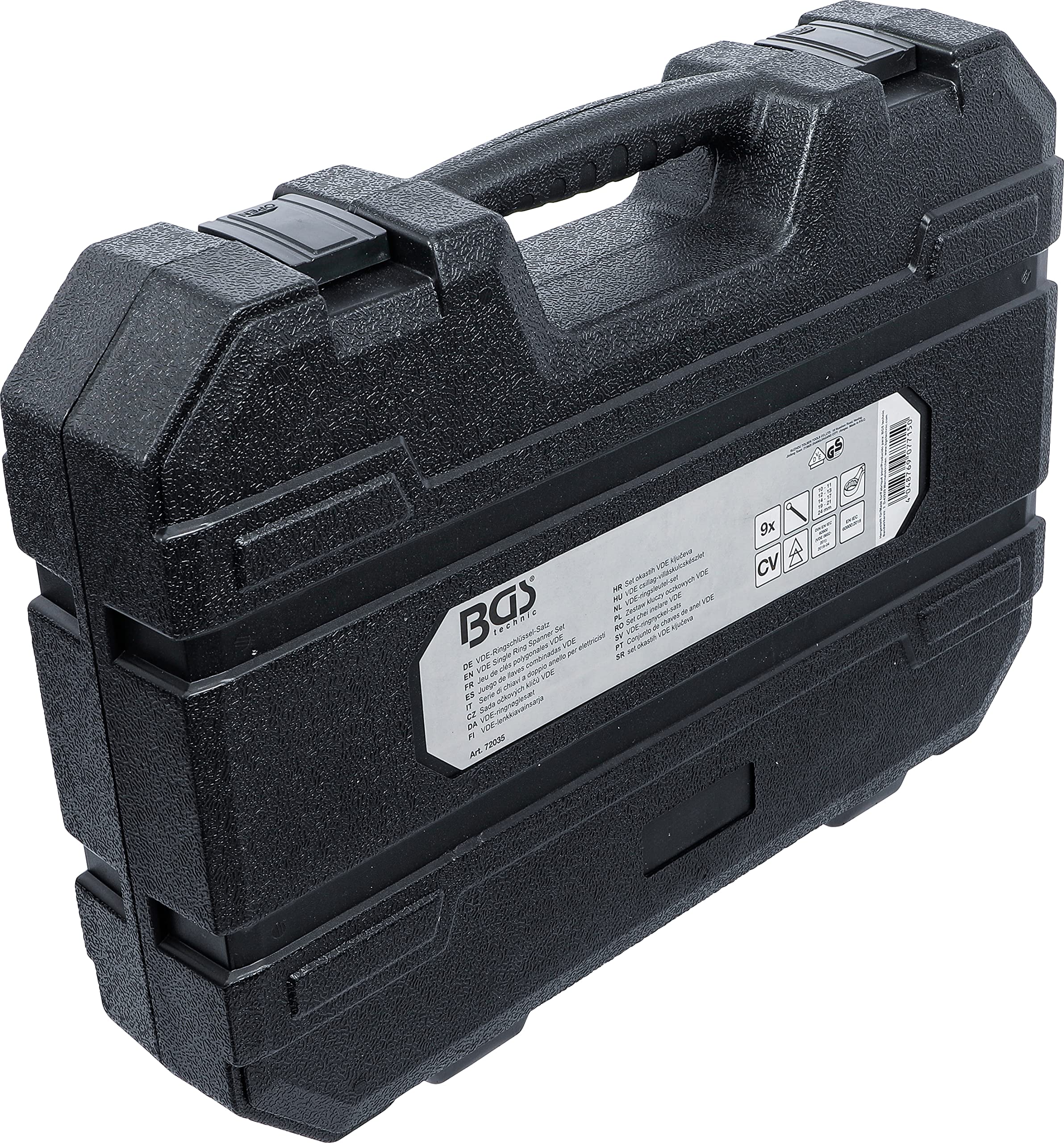 BGS 72035 | Juego de llaves combinadas VDE | largas acodadas | 10 - 24 mm | 9 piezas