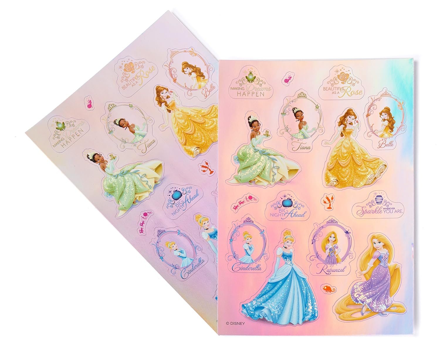 Disney Princess Sticker Sheets, Prismatic, 2 Count, Party Supplies
