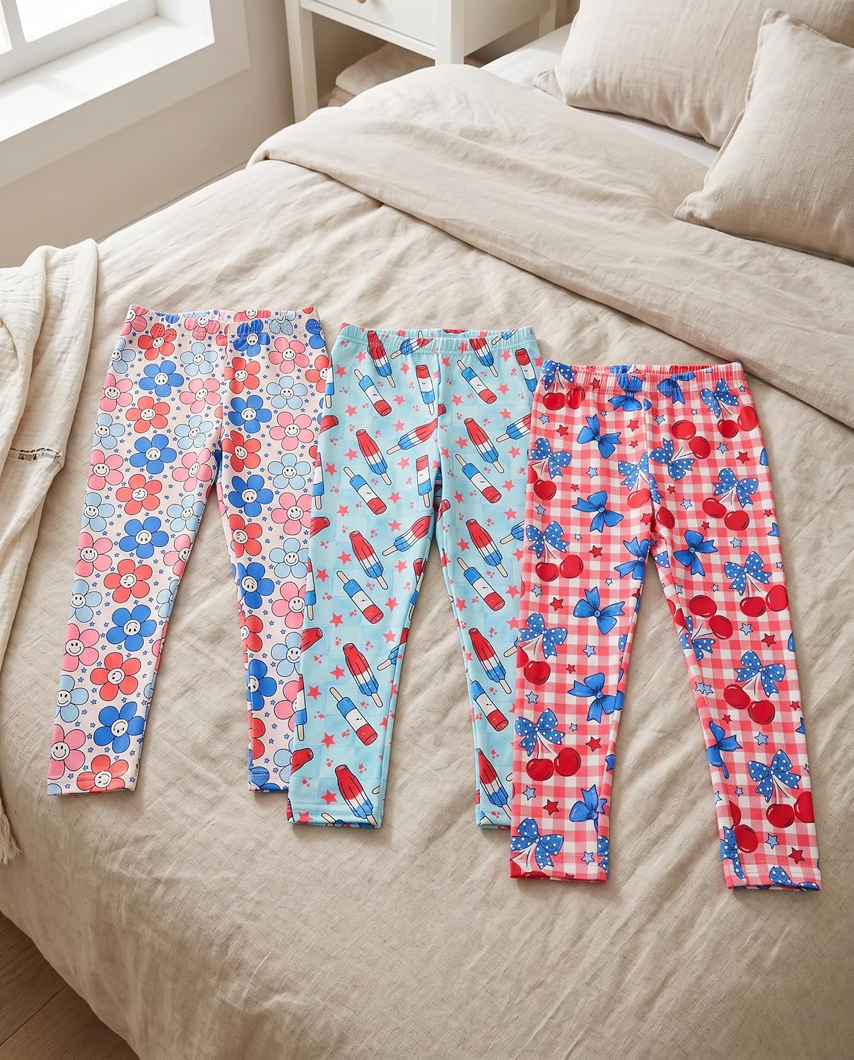 Unique Baby Girls Everyday Leggings 3 Pack for Toddler and Kids