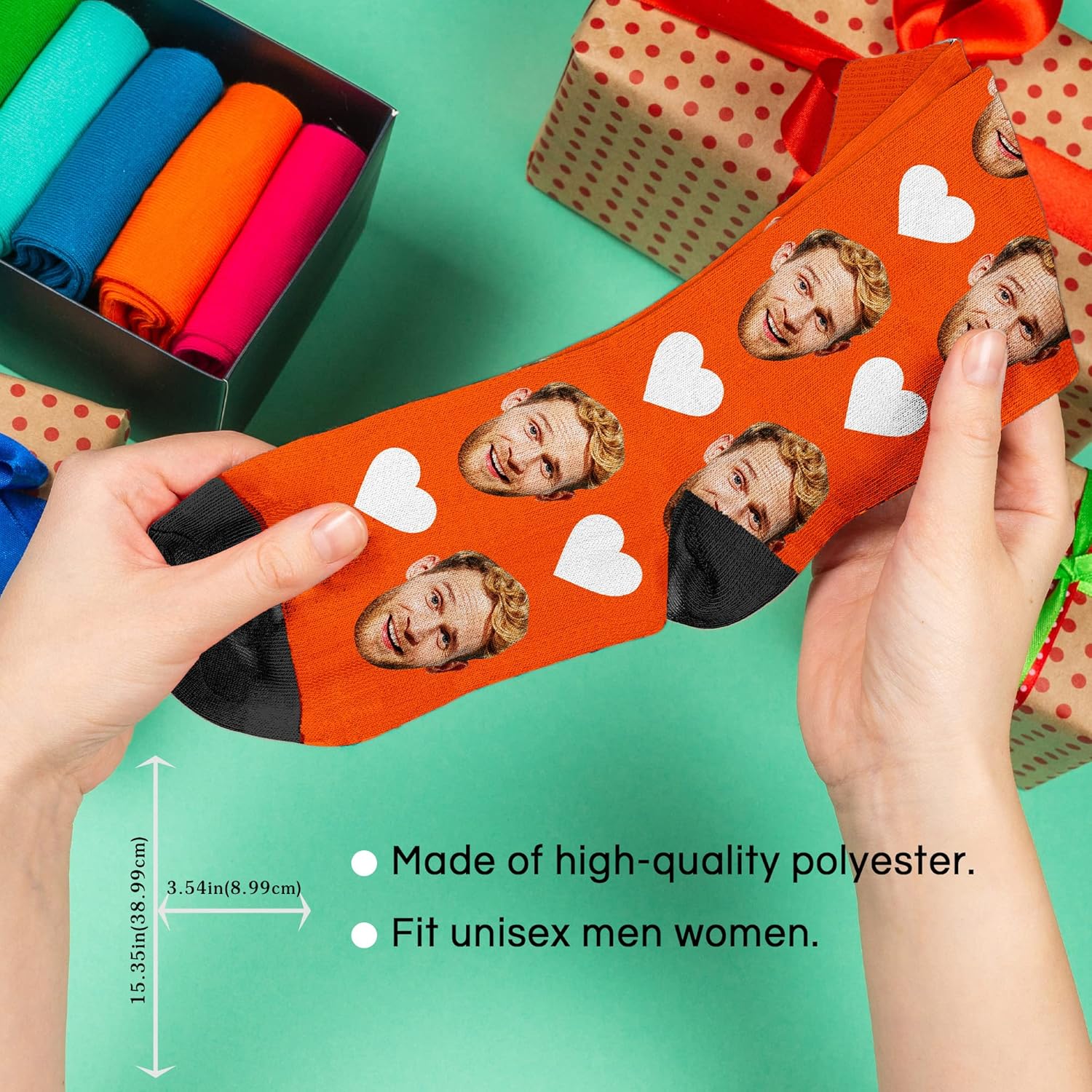 Miniatura 4 de Artsadd Calcetines personalizados divertidos calcetines personalizados con imagen, calcetines personalizados para hombres, papá, día del padre,