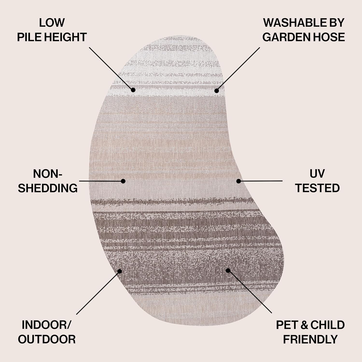 JONATHAN Y Rustic Organic Curve Indoor Outdoor Area Rug 5X8 Gradient Brown, Evan Modern for Backyard, Patio, Porch, Easy-Cleaning, High Traffic, Pet-Friendly, Non-Shedding (SHP102A-5)