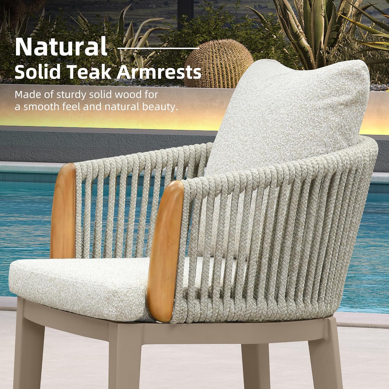 PURPLE LEAF Outdoor Counter Height Bar Stools Chair, Modern Upholstered Patio Bar Stool with Backrest and Cushion for Balcony, Indoor and Outdoor, Kitchen Island