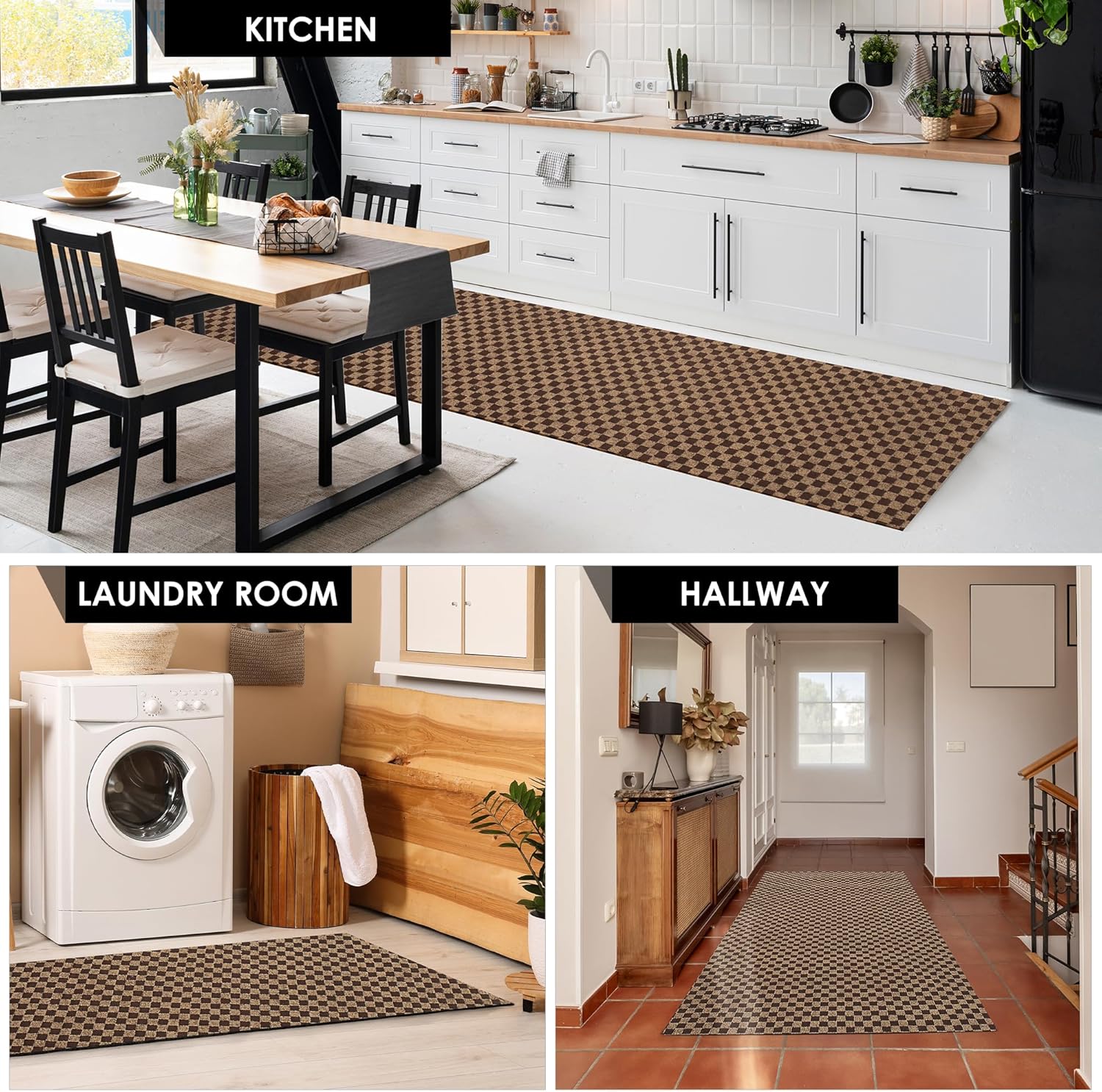 koloko 4ft x 12ft Runner Rug Non-Slip Outdoor Indoor Carpet Runner Custom Size Floor Runners Area Rugs Mat with Rubber Backing for Hallway Entryway Balcony Patio Kitchen Garage Stair Laundry