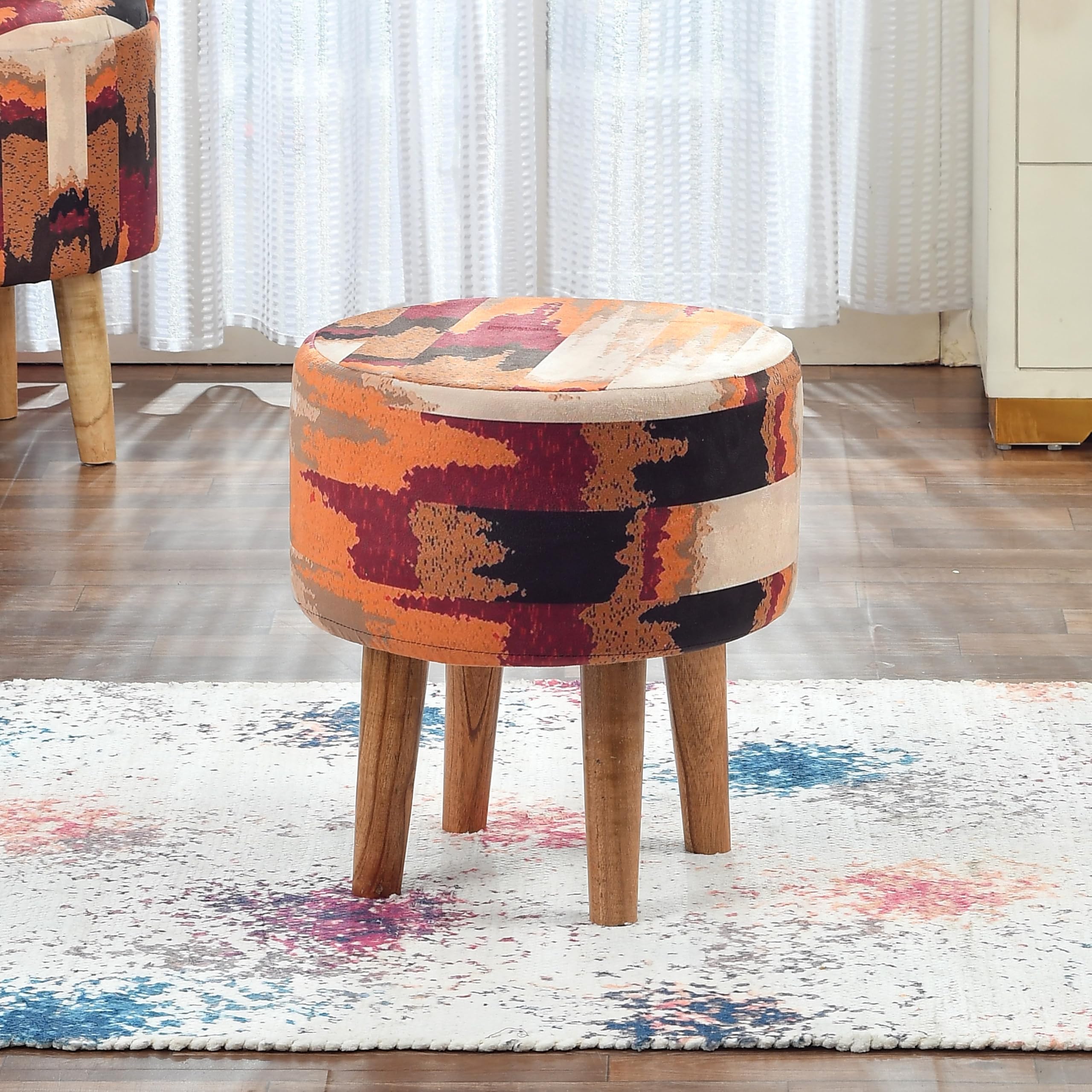 Homeaacex Printed Ottoman Stool for Living Room Pouffes for Sitting Ottoman Pouffes Puffy Stool Dressing Table Stools Footstool Ottomans Chair (Mix Colour, 16inch Height)