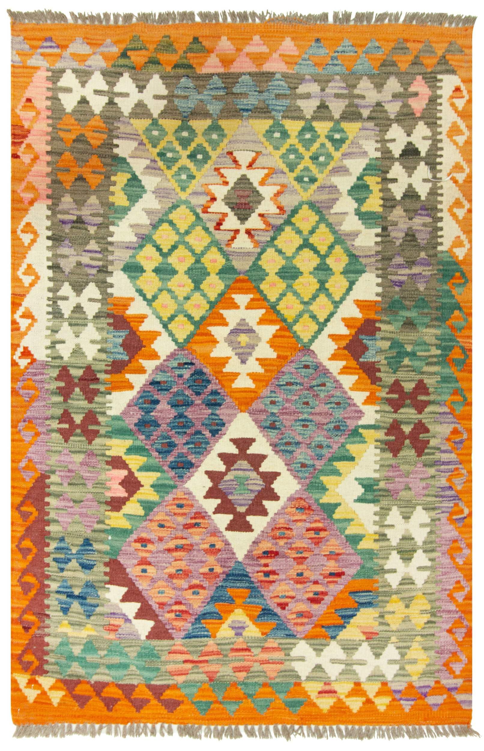 Tapis Kilim 100 % laine 159 x 103 cm, fait à la main, pièce unique style Herat Boho multicolore, tissu plat, tapis d'entrée et chambre
