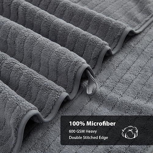 Miniatura 2 de Juego de 8 toallas de baño extra grandes, 2 toallas de baño de gran tamaño, 2 toallas de mano portátiles, 4 toallas pequeñas, microfibra suave y de