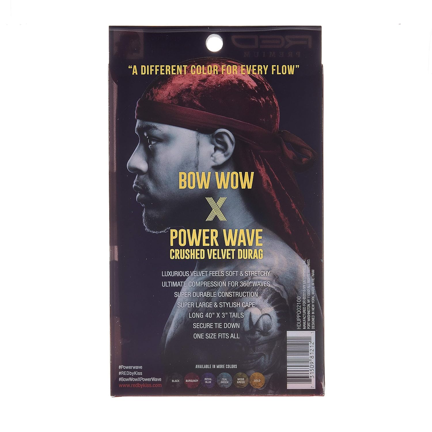 RED Premium Bow Wow X Power Wave Crushed Velvet Durag (Burgundy)