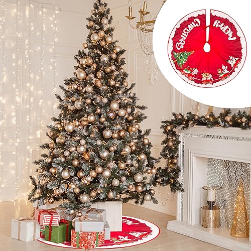 Miniatura 2 de Falda de árbol de Navidad de 36 pulgadas, alfombra roja y verde para árbol de Navidad para interiores y exteriores, para decoración del hogar