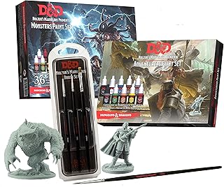 The Army Painter Dungeons and Dragons Miniatures Model Paints for Plastic Models Bundle with Monsters & Adventurers Acrylic D&D Miniatures Paint Sets & Nolzurs Marvelous Miniature Model Paint Brushes