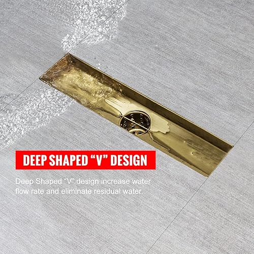 Vista 52 de SaniteModar Drenaje lineal de ducha de 24 pulgadas con inserto de azulejos 2 en 1, drenaje lineal de ducha cepillado de acero inoxidable 304