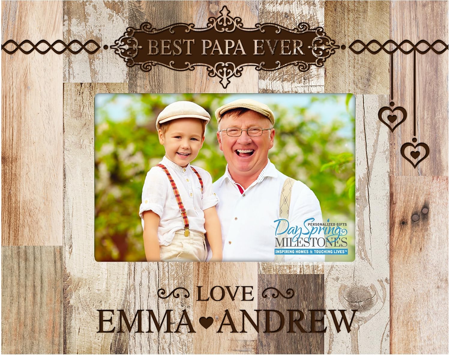 LifeSong Milestones Personalized Gifts for dad Engraved Birthday Gifts for dad Custom Picture Frame Best Papa Ever (Distressed Light Faux Barnwood)