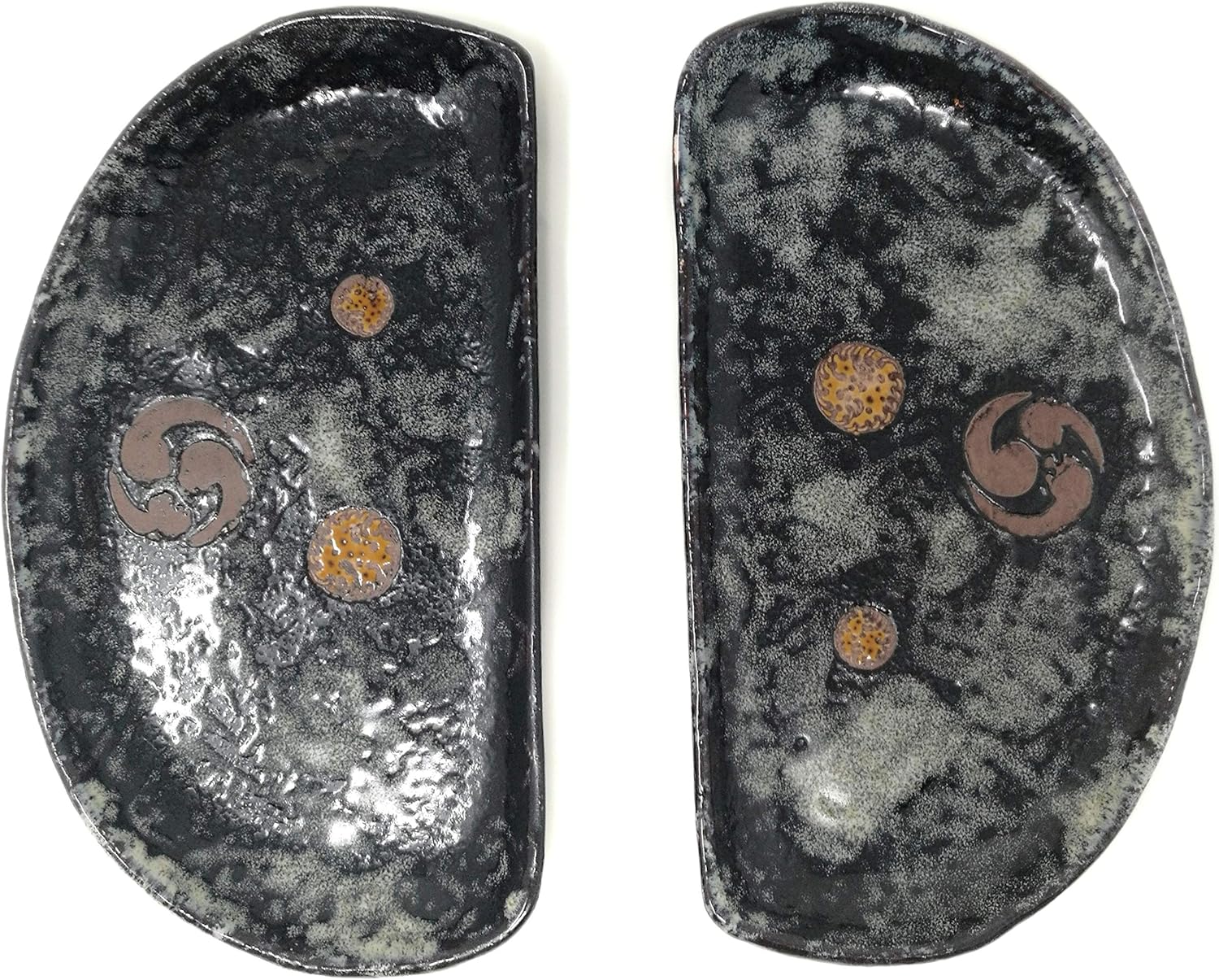 Set de 2 Platos de Cerámica Japoneses Forma Semicírculo para Sushi