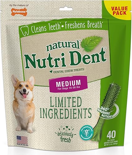 Miniatura 9 de Nylabone Nutri Dent Dog Dental Treats - Limpieza natural de dientes y ambientador de aliento - Golosinas dentales para perros - Sabor filet mignon,