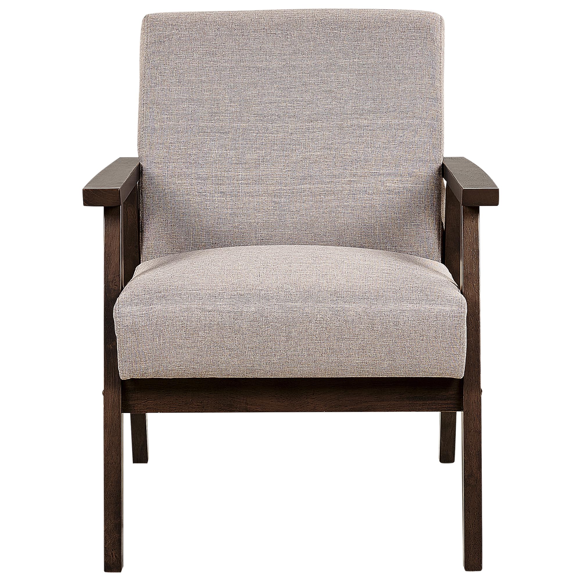 Beliani Retro Wohnzimmer Sessel Stoffbezug beige Taupe mit Armlehnen Holzgestell Asnes