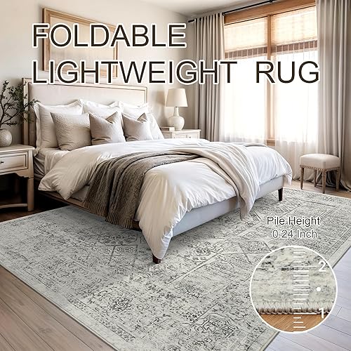 Miniatura 70 de Alfombras de Área de 9x12 para Sala de Estar, Alfombras Vintage Antideslizantes Lavables a Máquina, Alfombra Grande Ligera de Pelo Bajo para