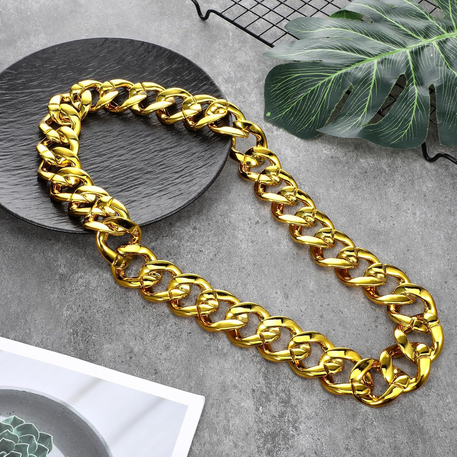 8 Pcs Costume Chain, Big Chunky Plastic Hip Hop Chain for Men Women Fake Plastic Gold Necklace Accessories for 80s 90s Punk Style Halloween Costume Dress Up Party Props(32 Inches) - Image 6