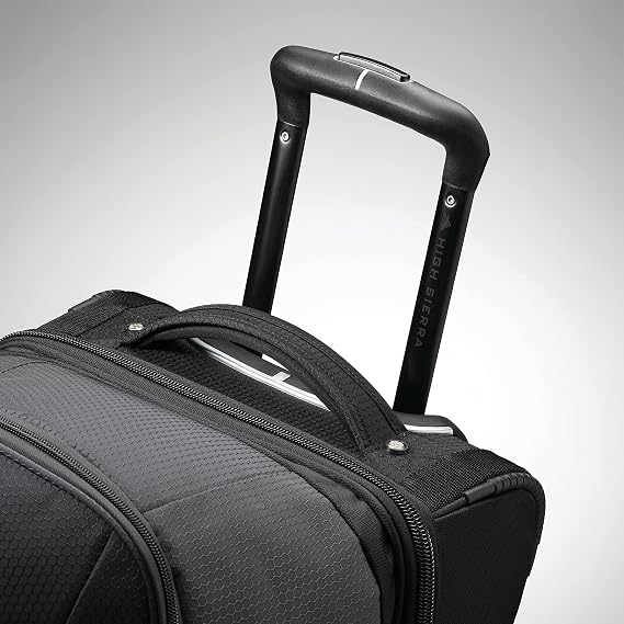 High Sierra 22 Wheeled Rolling Duffle Bag, Lightweight and Durable Weekender Travel Duffle bag with Recessed telescoping pull handle, 50L Capacity, Mercury/Black