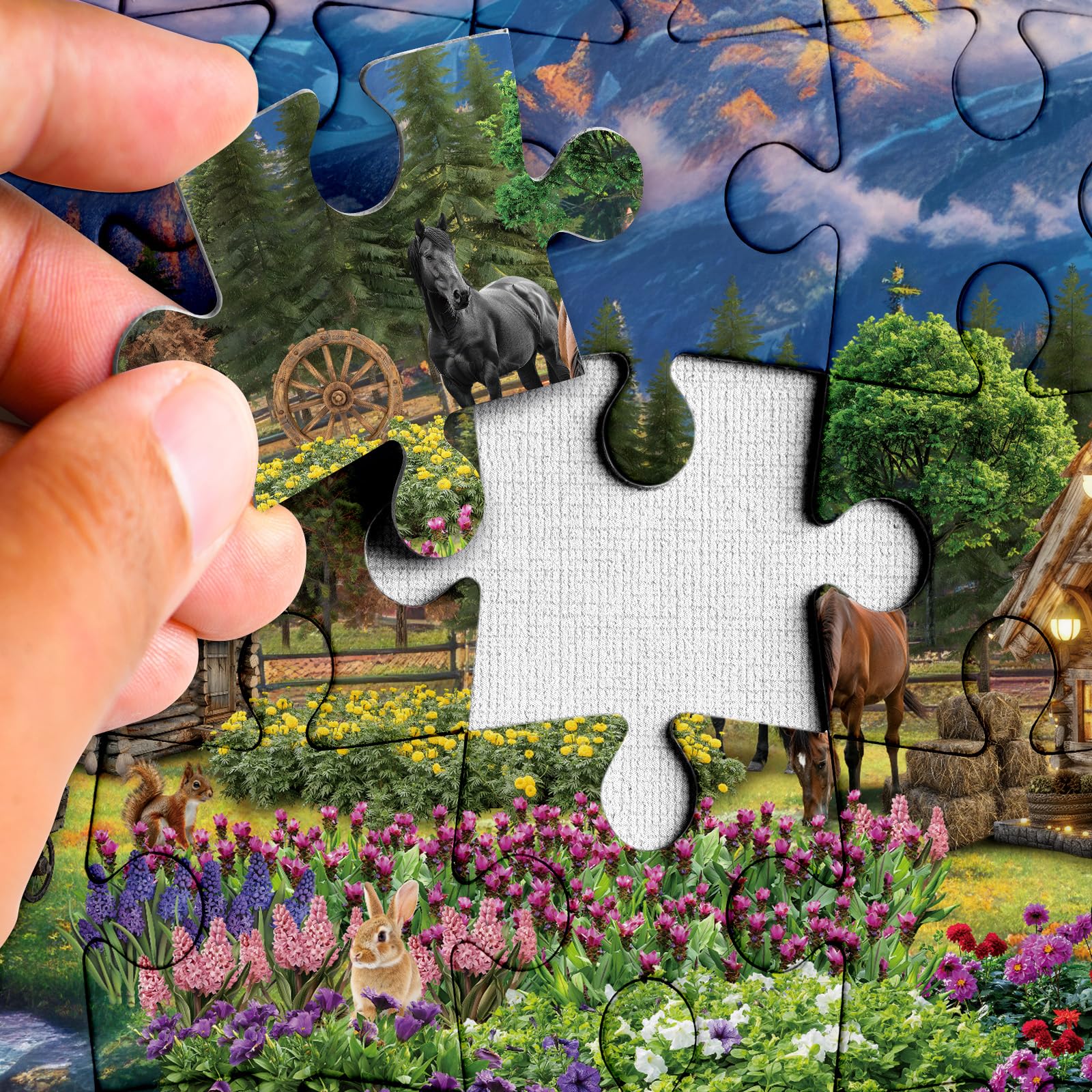 Pretty Scenic Nature Landscape Jigsaw Puzzle 1000 Piece for Adult, Beautiful Sunflower Colorful Flower Jigsaw Puzzles, Funny Horse Aesthetic Plant Puzzle - Image 3