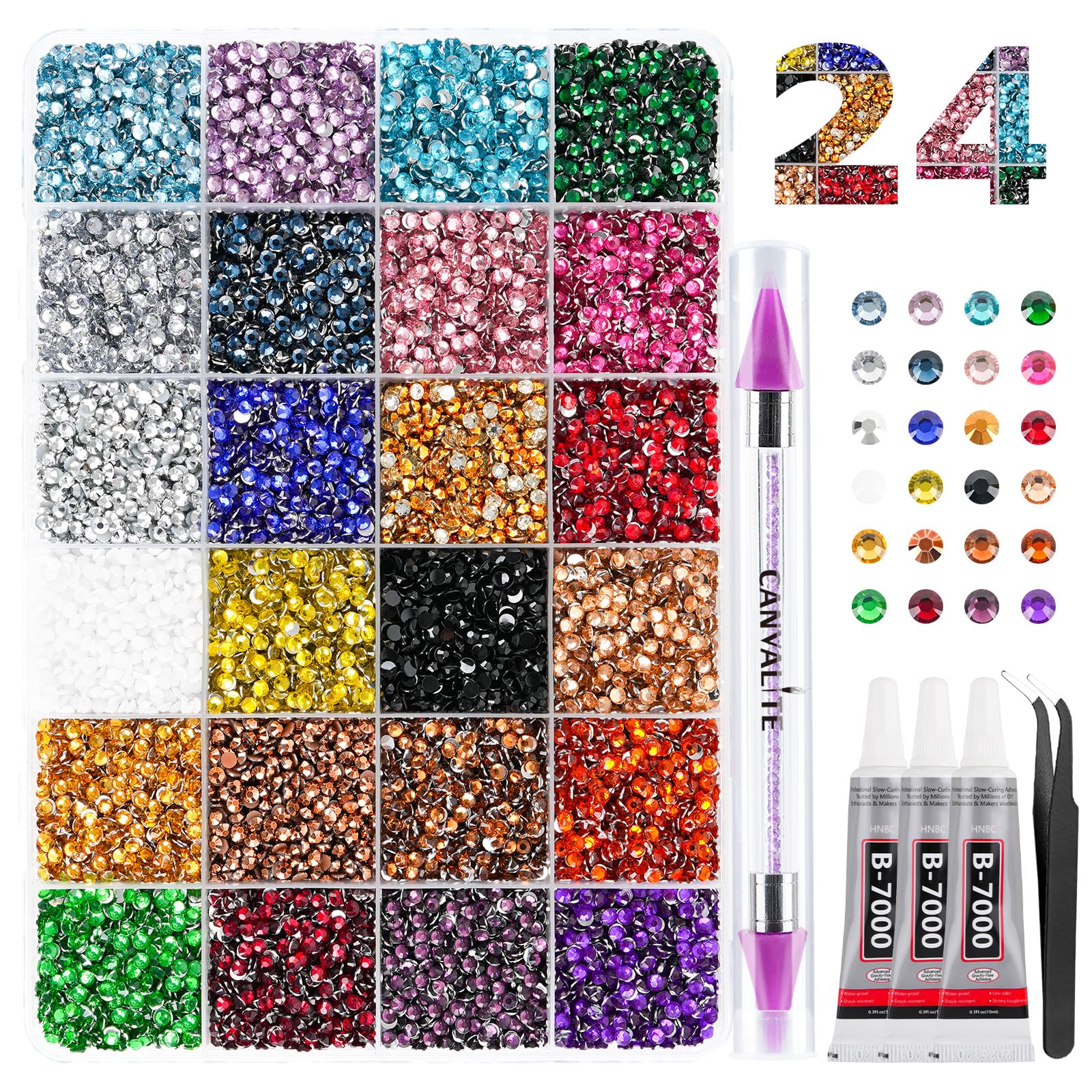 Strass 24 couleurs à dos plat et argenté pour customisation DIY