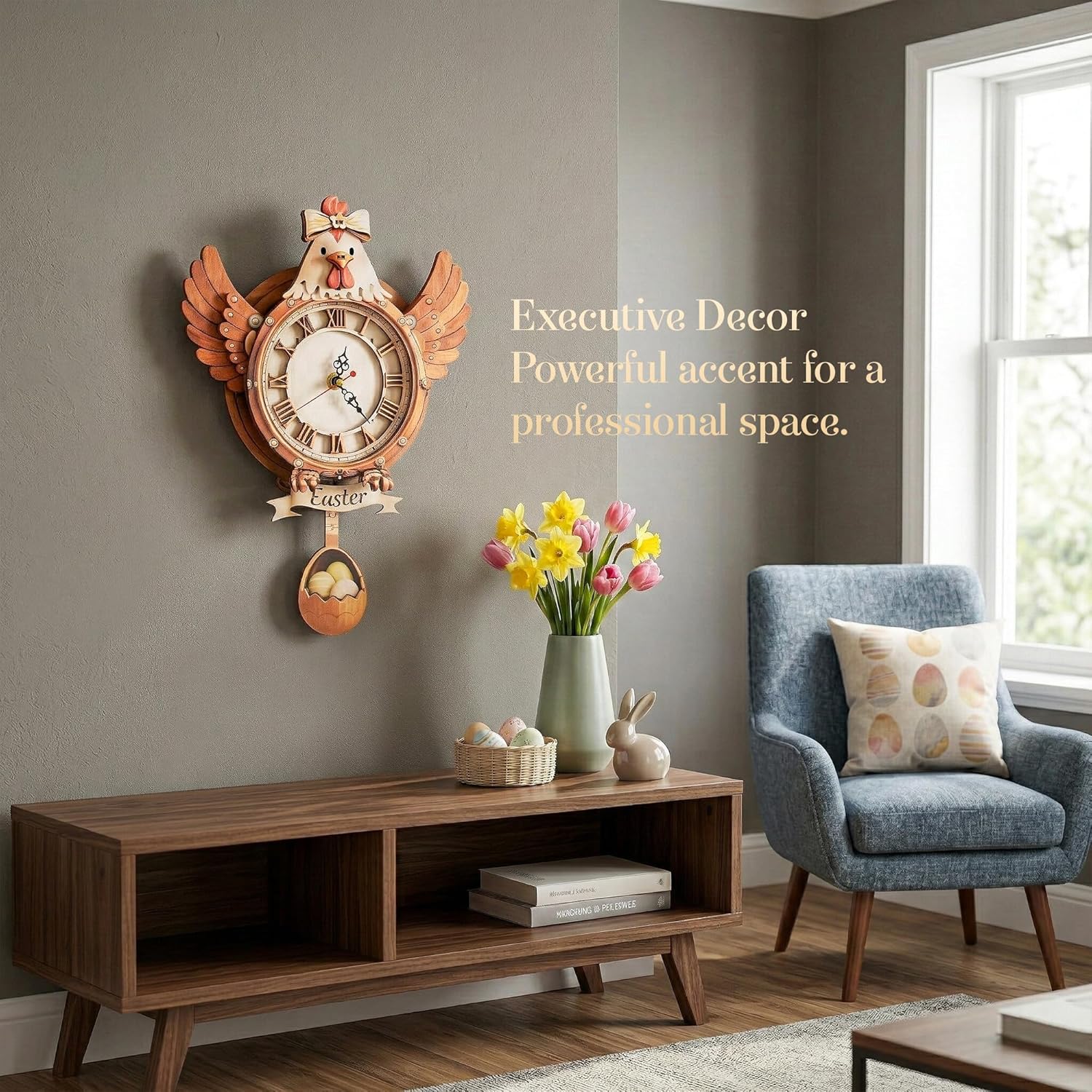 3D Wooden Puzzles Clock - Easter Chicken Design - DIY Mechanical Pendulum Clock Kit for Adults - Unique Home Decor & Gift Idea