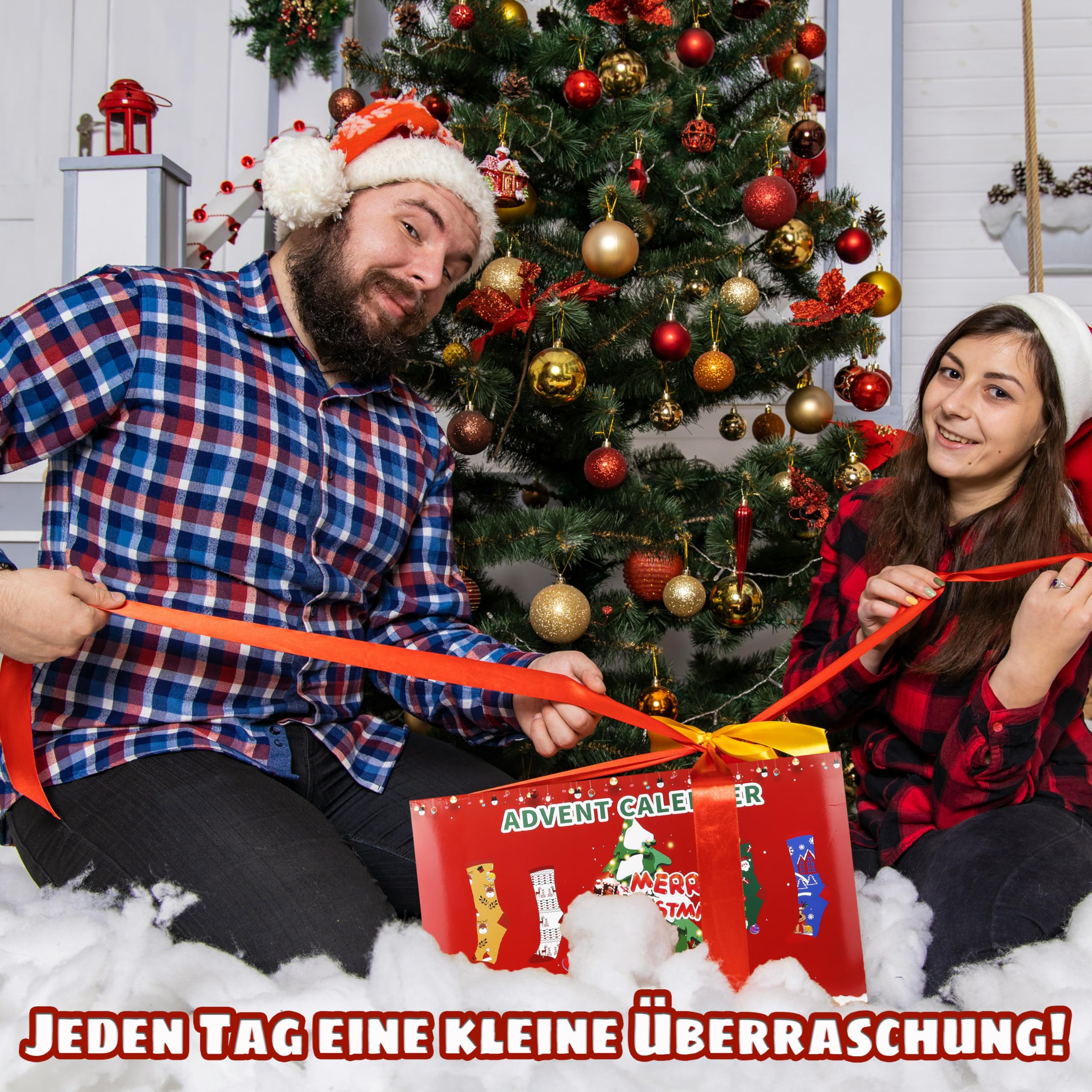 Jeasona Calendario de Adviento 2025 para hombres - Calendario de Adviento Calcetines Hombre 43-46 - Relleno Adulto - Ideas para Hombre con Calcetines