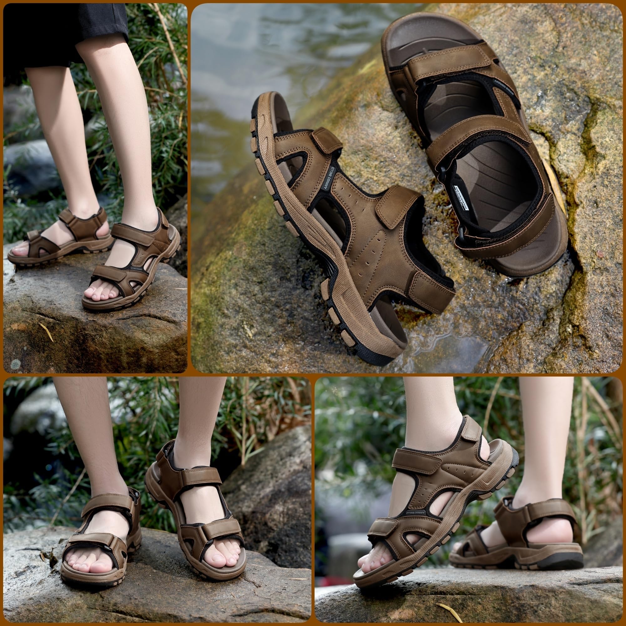 ARRIGO BELLO Sandales Homme Été Randonnée Sport Sandals Sangles à Boucle Réglables Open-Toe Plage Chaussures pour Outdoor Taille 41-46