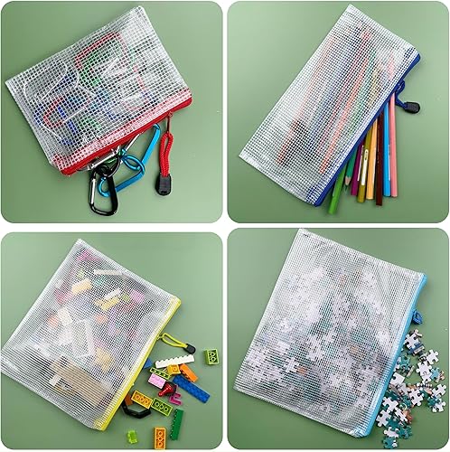Miniatura 4 de Oaimyy -16 unidades, bolsas de malla de plástico con cremallera, carpetas de documentos con cremallera para suministros de oficina, viajes,