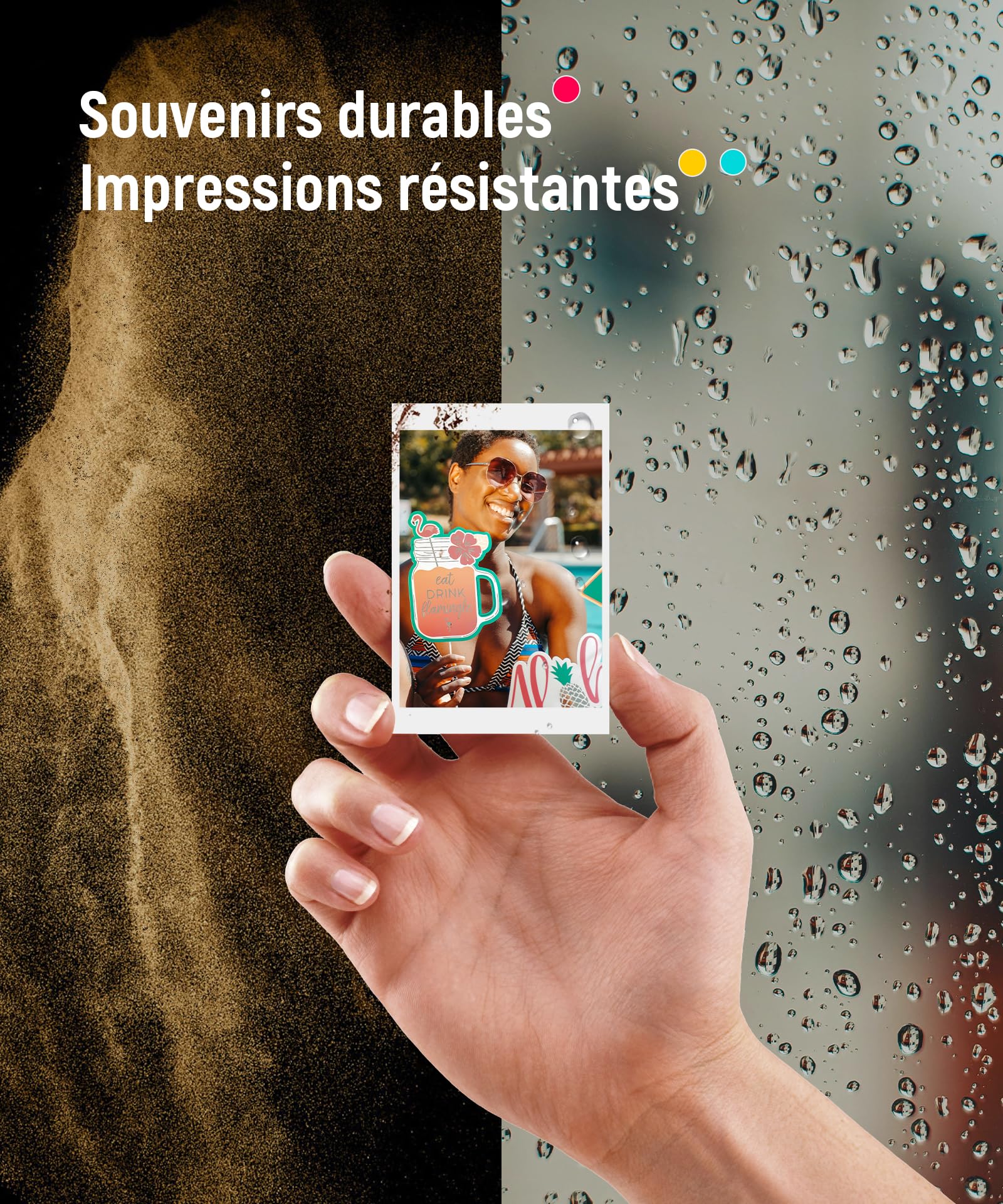 Liene Pearl K100 Fotodrucker-Set Mini Drucker für Smartphone 5x7,6cm 100 Blatt Zink-Fotopapier 300 DPI Bluetooth integrierter Akku