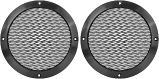 X AUTOHAUX 2pcs 6.5 Inch Metal Glossy Audio Speaker Cover Mesh Subwoofer Grill Horn Guard Decorative Circle Grille Protector Black for Car
