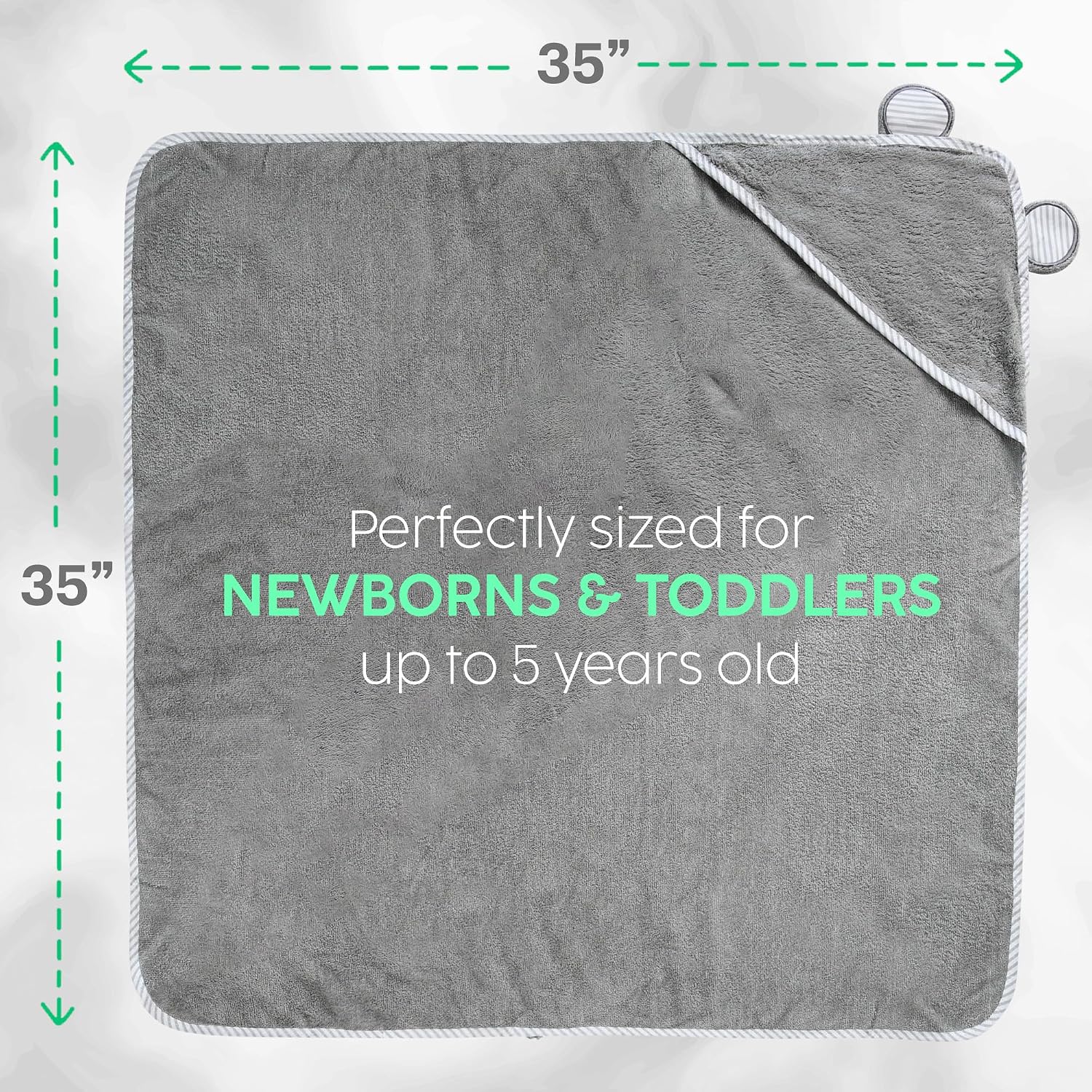San Francisco Baby Towels for Newborn - Hooded Baby Bath Towels for Boys and Girls, Kids Bath Towels with Hood, Grey
